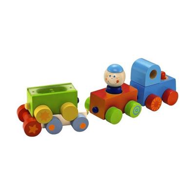 China Hot Selling Natural Wooden Toys Amazon Wooden Car All Aboard Wooden Magnetic Stacking Train for sale