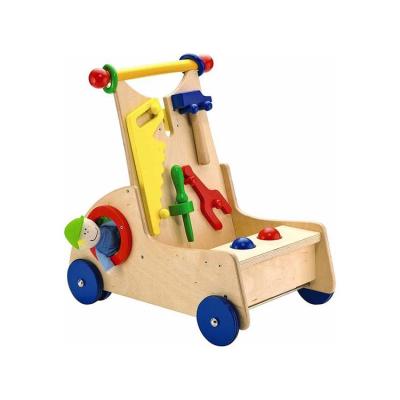 China Hot Selling Wooden Car Products Toys Children Kids Walk Along Tool Trolley Push Toy Wooden Car for sale