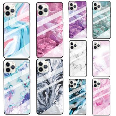 China 2020 New Dropproof Anti-scratch Tempered Glass Marble Phone Case For iPhone 11 Pro Max Phone Case for sale