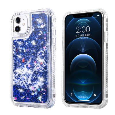 China Anti-fall TPU+PC Flowing Bling Water Glitter Phone Case Liquid Quicksand Sparkle Sparkle Phone Case for sale