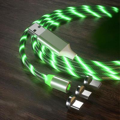 China Magnetic Data Cable Fast Charging 3A Fast Charger Data Cable Magnetic Fast Charging Usb Led Luminous For Micro Ignition Data Cables for sale