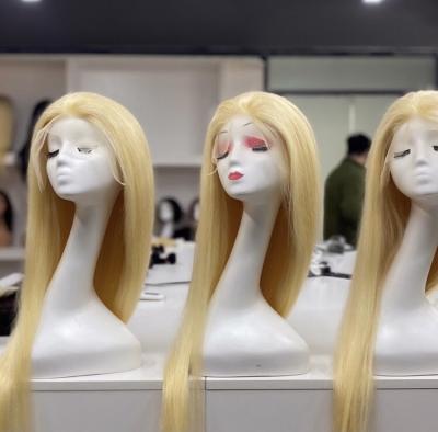 China Silky Straight Hd Wave Virgin Hair Lace Wig 13x6 180% Density, Lace Frontal Wig Pre Plucked, Blonde 613 Transparent Wig Wholesale 613 Hd Lace Wig for sale