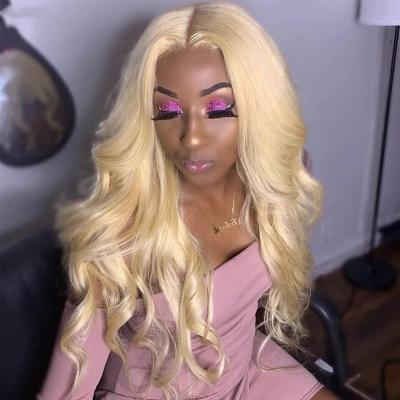 China Silky Straight Wave Pre Plucked Blonde Lace Front Wig, Wholesale 613 Bob 613 Blonde Lace Front Wigs Brazilian Straight Human Hair Lace Wigs for sale