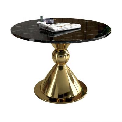 China Adjustable Italian Luxury Modern Round Gold Stainless Steel Synthetic Marble Dining Tables (Height) for sale