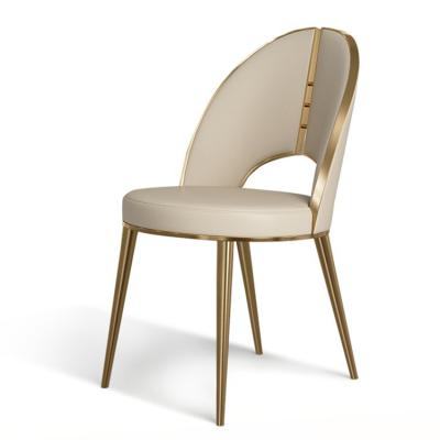 China (Height)Gold Modern Strong Metal Back Stainless Steel Adjustable Luxury Leather Dining Chair High Quality Leather Dining Chair for sale