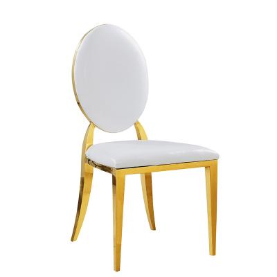 China (Size)New Design PU Metal Gold Stainless Steel Adjustable Event Room Wedding Chair Luxury Customized Dining Chair for sale