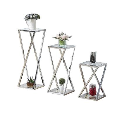 China 2022 New Modern Furniture Stainless Steel Flower Rack Square Wedding Decoration Flower Pot Racks for sale