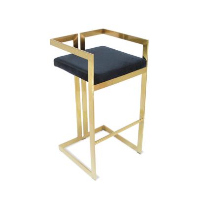 China Modern Vintage Brown Hardness Fabric Sponge Cushion Sponge Bar Chair Unique Armless Hot-stamping Bar Stool for sale