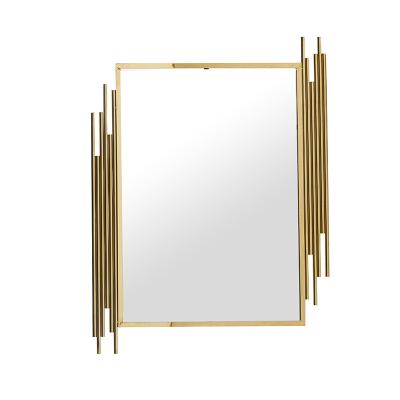 China Large Wall Mounted Decorative Gold Frame Metal Wall Mirror Minimalist Contemporary Luxury Design For Living Room for sale