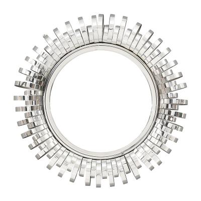 China Minimalist Sun Shaped Silver Decorative Stainless Steel Wall Mirror For Living Room And Hotel for sale