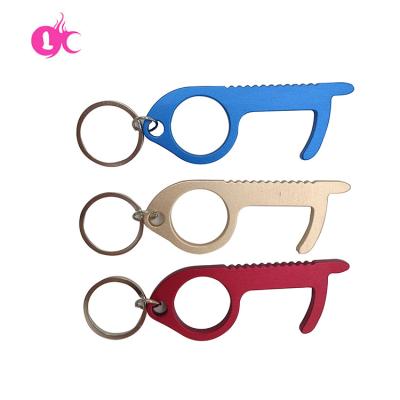 China Modern Factory Custom Wholesale Security No Touch Key Chain Hygenic Copper Sanitary Handless Door Opener Hands Free for sale