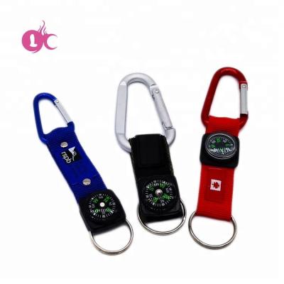 China High Quality Custom Engravable Logo Eco Friendly Aluminum Carabiner Lanyard With Compass for sale