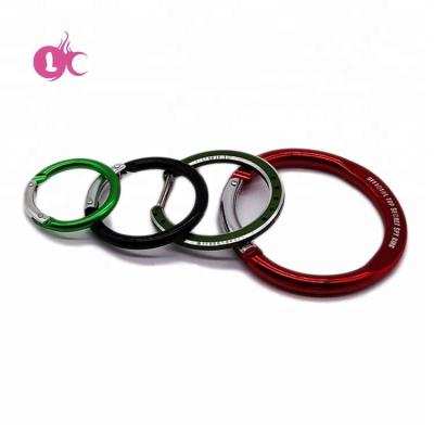 China Bag Maker Colorful Aluminum Circle Accessory Round Spring Clip Fashion Carabiner for sale