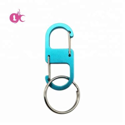 China Retail industry manufacturer promotion gifts custom logo mini climbing carabiner s shaped foil with split ring for sale