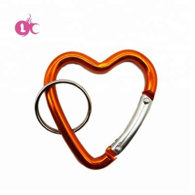 China Retail Industry Manufacturer Custom Logo Colorful Eco Friendly Heart Shape Aluminum Carabiner for sale