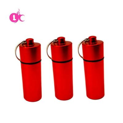 China Factory Wholesale Waterproof Portable Mini Pill Aluminum Metal Pill Bottle Holder Key Chain Chain for sale