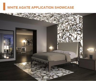 China Luxury Popular Bedroom Making Agate Stone White Bedroom Wall Decoration Interior Design for sale