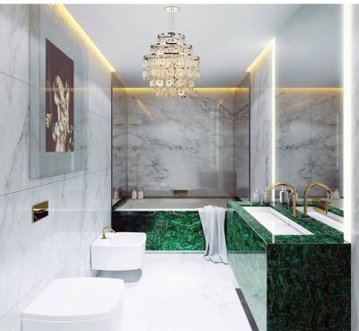 China Luxury single toilet 3D rendering minimalist green agate vanity canbinet bathroom designs for sale