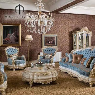 China (Size) Adjustable European Style Elegent Hand Carved Classic Sofa Set Sofas Living Room Furniture Antique Royal Wooden for sale