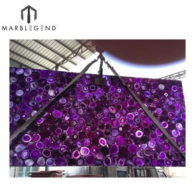 China Wall cladding category purple semi-precious agate stone slabs for home for sale