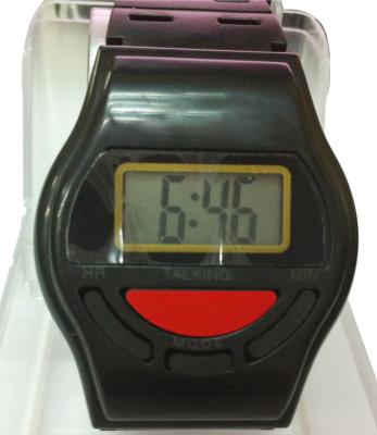 China Human Voice Talking Digit Watch EL Backlight Hourly Chime Watch For Male for sale