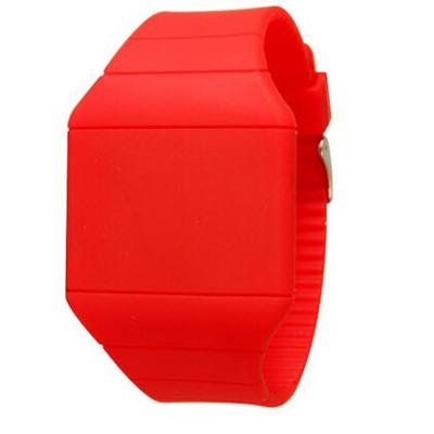 China Ultra Thin Silicone Red LED Digital Watch , Advertising Lady Wrist Watch for sale