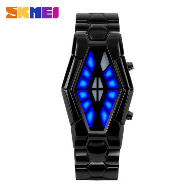 China Snake Eyes Style Metal Band Watch , Blue Light Business Wrist Watch for sale