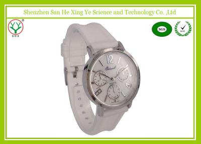 China White Watchband 1 - 3 ATM Silicone Strap Watches For Ladies Logo Debossed for sale