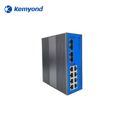 China LACP Managed Industrial Din-Rail PoE Ethernet Switch S7100DP-G4GT8 4 Gigabyte SFP Port 8 Gigabyte Ethernet Port Network Switch for sale