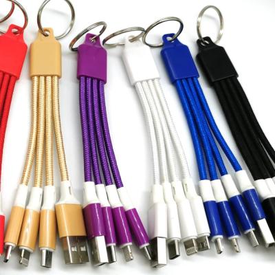 China 2021 newest camera charger 13cm main chain 2A usb 3 in 1 portable data charger usb cable for mobile phone for sale