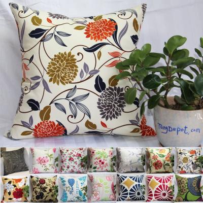 China Floral Antistatic 100% Cotton / Decorative Flower Printcloth Throw Pillow Covers / Handmade Pillow Sham for sale