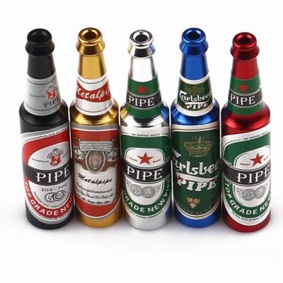 China 67mm Fashion Creative Small Metal Beer Bottle Beer Aluminum Alloy Pipe Smoking Pipe Contemporary Filtration Pipe for sale