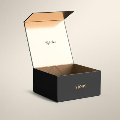 China Recycled Materials Black Cardboard Luxury Skin Care Cosmetics Packaging Box Apparel Gift Boxes With Magnetic Lid for sale