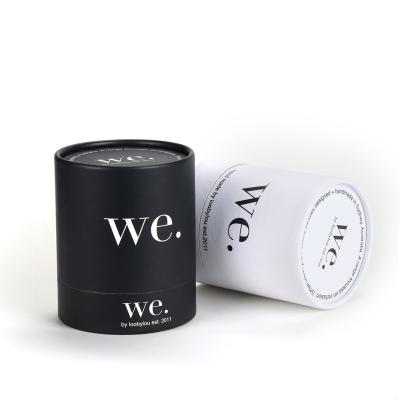 China Recycled Materials Custom Cylinder Packaging Box For Sale Black Round Paper Tube With White Text for sale