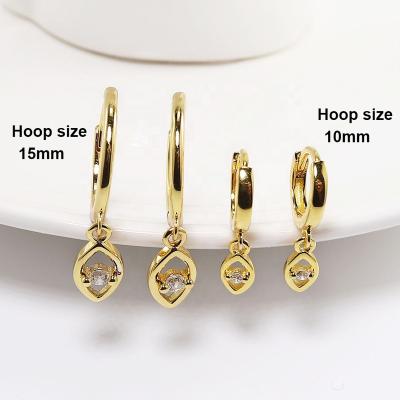 China Aiz FASHION Jewelry Custom 14K Gold Plated Mini Fashion Drop Eye S925 Silver Jewelry CZ Circle Huggie Earrings for sale