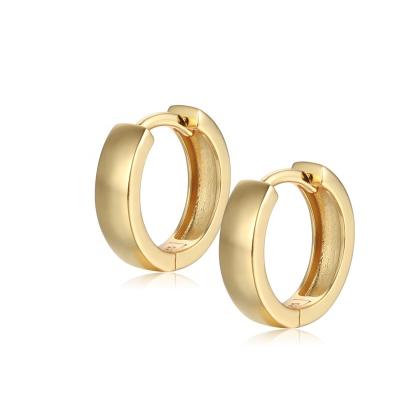 China Aiz Jewelry FASHIONABLE Custom Simple Minimalist 14mm 18K Gold Huggie Gold Plated Earrings Silver Jewelry 925 Sterling for sale