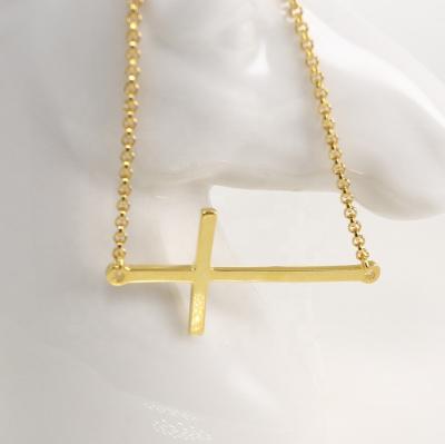 China 925 Sterling Silver Custom Handmade Plain Gold TRENDY Cross Pendant Necklace for sale