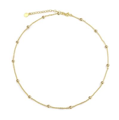 China Fashionable Wholesale Trendy 18K Gold Plated 925 Sterling Silver Bead Small Ball Chain Necklace For Women for sale