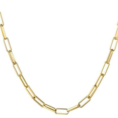 China 3.5mm Casual/Sporty 925 Sterling Silver Fashion Jewelry Rectangle Minimalist Jewelry Paper Clip Chain Necklace 18K 14K Gold Plated for sale