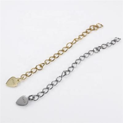 China Customer OEM and ODM designs are available Wholesale Sterling Silver Extender Chain With Manufacturer Low MOQ Jewelry Findings 925 Heart Charm for sale