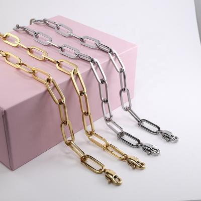 China Hiphop Excellect Quality Craftmanships Handmade Paperclip Link Chain Necklace 18K Stainless Steel PVD Gold Plated Punk Jewelry for sale