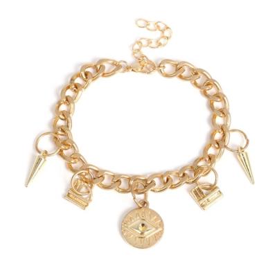 China Custom Manufacturer Wholesale Hip Hop Jewelry Brass Alloy Jewelry 18K Gold Plated Charm Bracelet For Women Men for sale