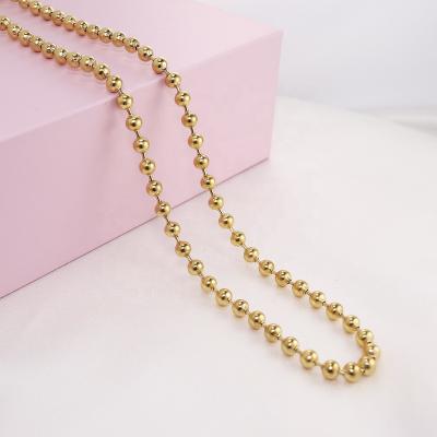 China OEM&ODM 3mm 4mm Jewelry 18K PVD Stainless Steel Gold Plated Casual/Sporty Ball Bead Chain Necklace For Women for sale