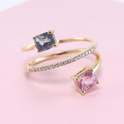 China Nature Wedding Wholesale Diamond Real Solid Gold Designer Rings FASHIONABLE Custom Jewelry Gemstone Sapphire 9K 14K 18K For Women for sale