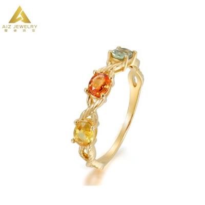 China Solid Gold 9K/14K/18K Manufacturer Custom Fashion Gemstone Jewelry 18K Available Solid Gold Sapphire Ring for sale