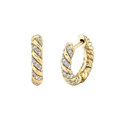 China Natural 9K Hoop Earrings 14K Gold Customized CLASSIC Fine Jewelry 18K Diamond Retro Twist Crescent Gold For Women for sale