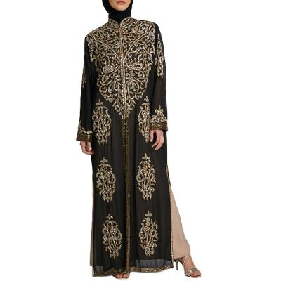 China Wholesale Black Luxurious Open Women Anti-Static Maxi Muslim Dress Dubai Abaya for sale