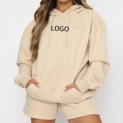 China Custom Made High Quality Simple Embroidery Cotton Heavy Oversize Women's Anti-Wrinkle Design Logo Sweatshirt Pullover Hoodies for sale