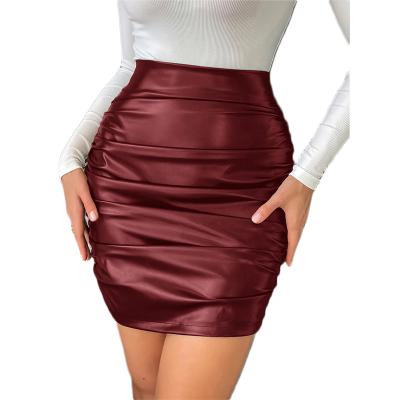 China Women's Bodycon Skirt Ladies Summer Fashion Pencil Shorts Sexy Custom Anti-Static Mini Skirt Mature Woman Casual High Waist Leather Skirts for sale