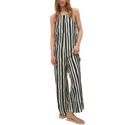 China Anti-pilling women's long stripe printed overalls for sale